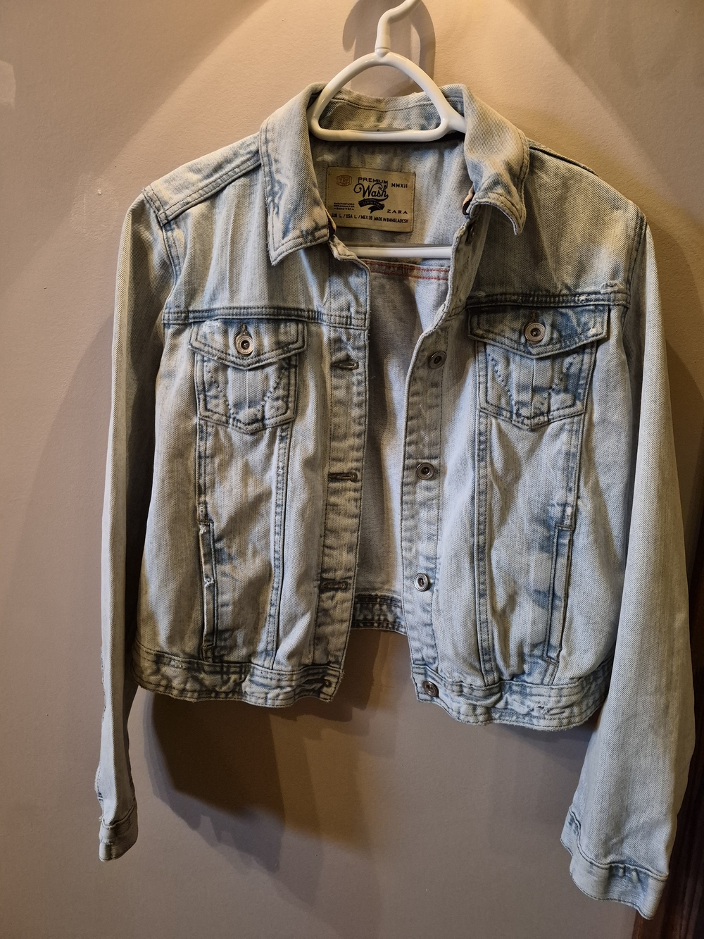 Zara TRF Faded Distressed Blue Denim Jacket